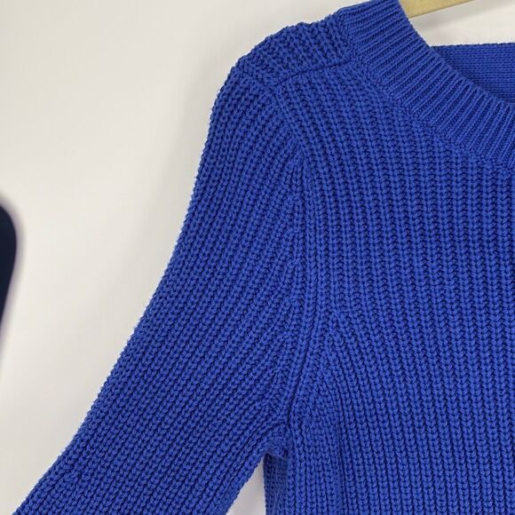 Loft Shaker Chunky Knit Open Back Keyhole  Side Slit Sweater Cobalt Blue S - Picture 7 of 14